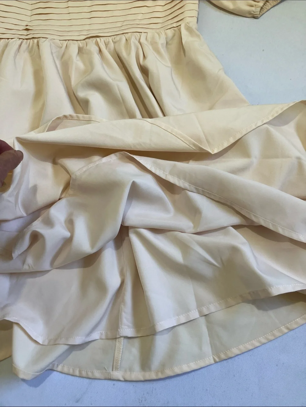 Girls' Cream Puff-Sleeve Square-Neck Dress